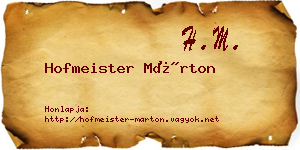Hofmeister Márton névjegykártya