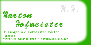 marton hofmeister business card
